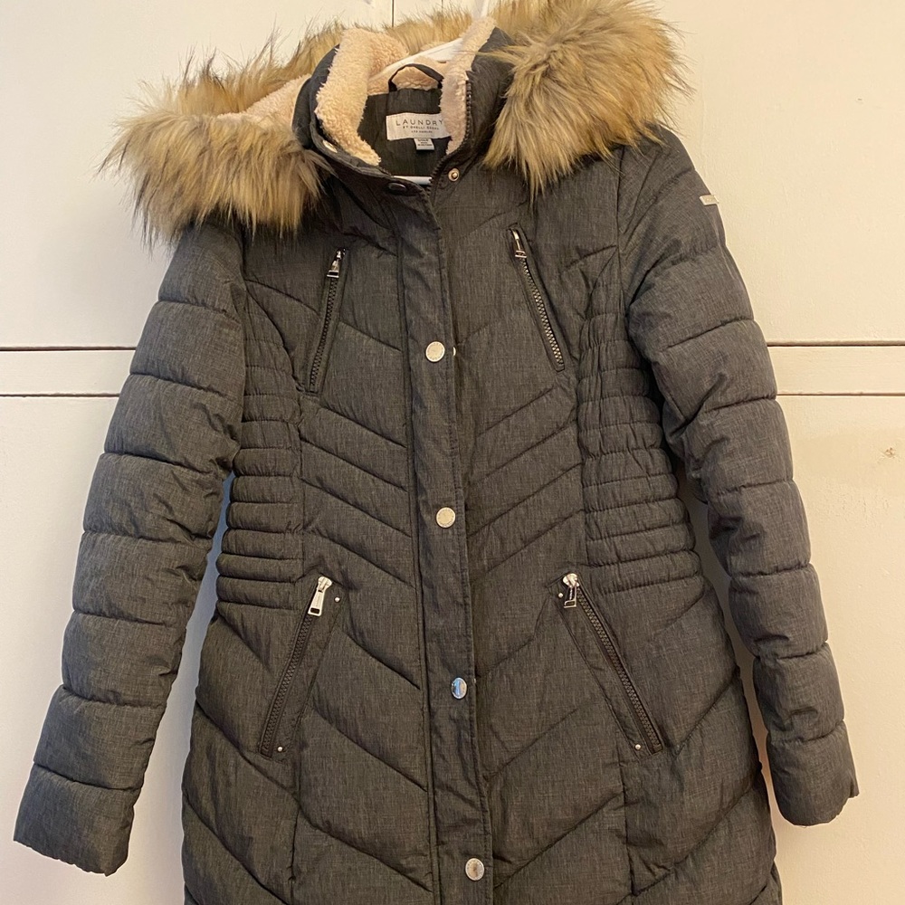 Warm winter coat - grey, size S